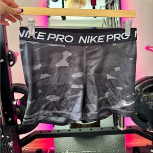 Nike Pro Black and Gray Camo Shorts